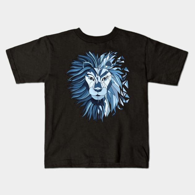 The Dark King - Geometric Lion Kids T-Shirt by paviash